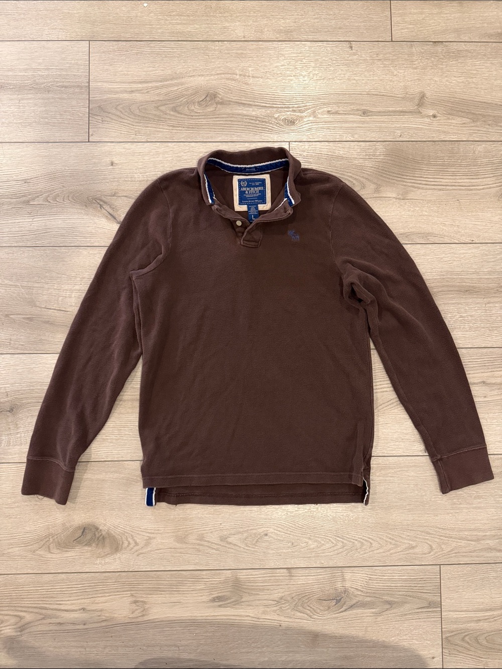 VTG Abercrombie & Fitch Polo Long Sleeve Men’s Large Chocolate Brown Y2K Muscle